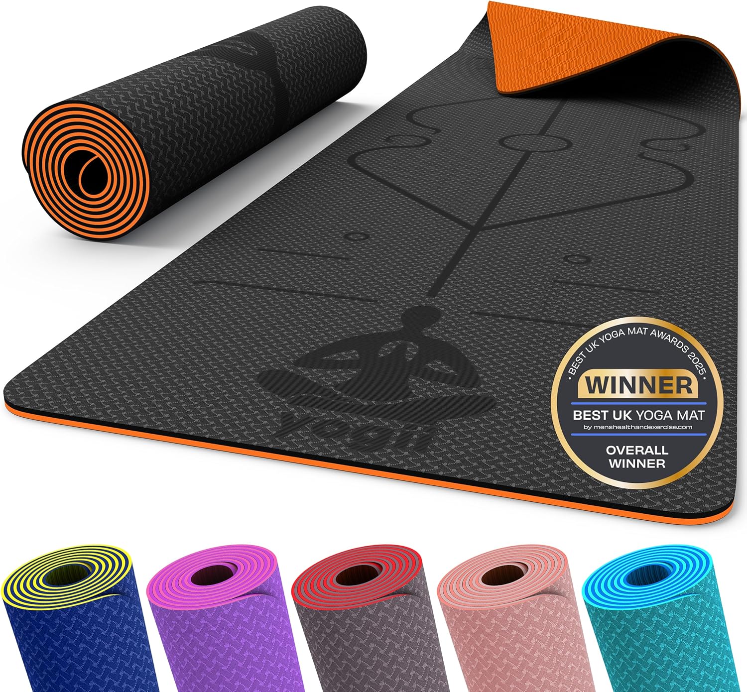 Yogii Yoga Mat - Non-Slip 6mm Thick TPE with Laser Alignment Guides